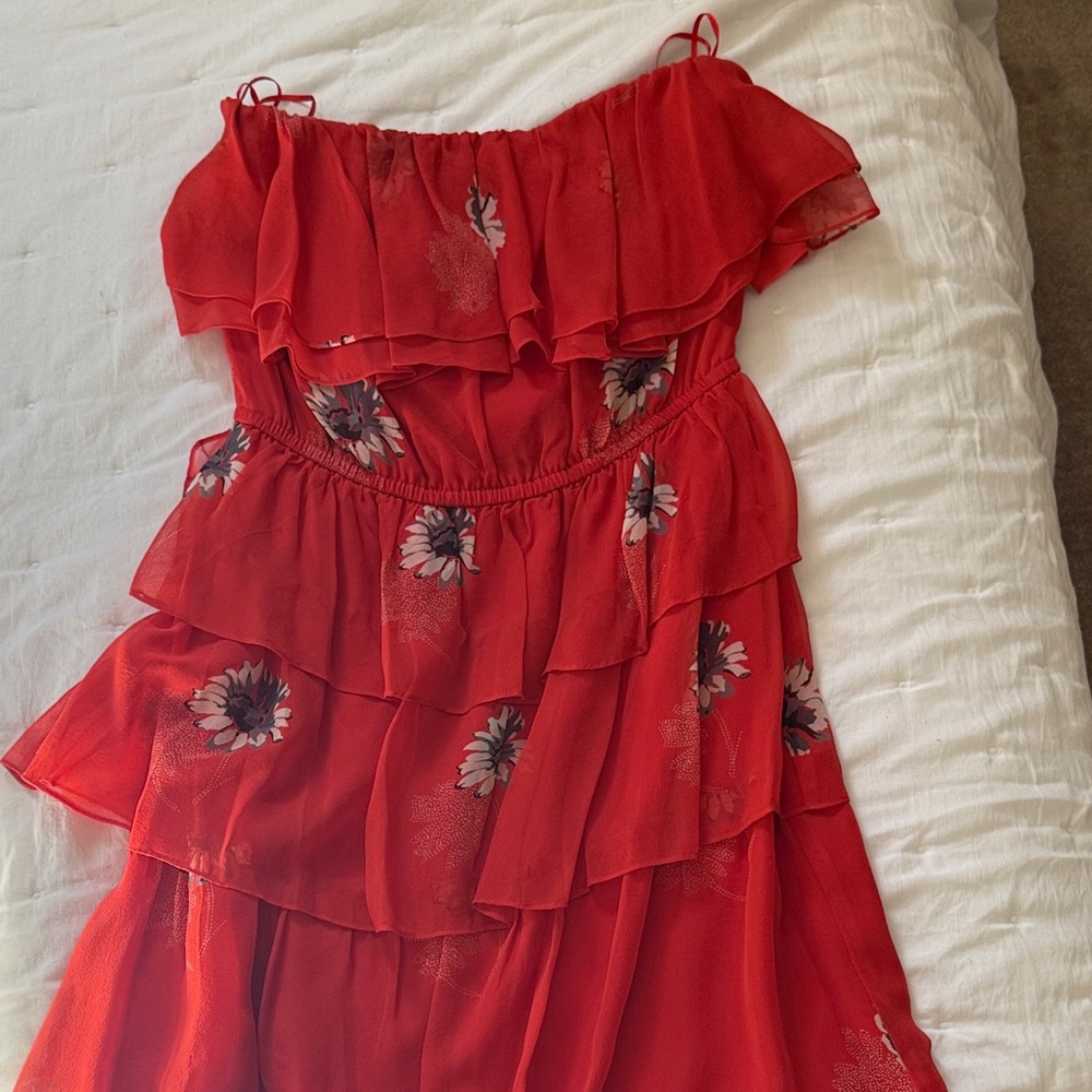 Rebecca Taylor Vibrant strapless Red Dress